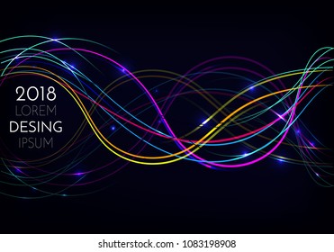 Abstract Glowing Lines Light Rainbow Colors Stock Vector Royalty Free