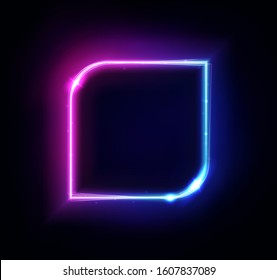 Neon Rectangle Frame Neon Lights Square Stock Vector Royalty Free