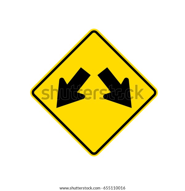 New Zealand Road Sign Lane Diverges Stock Vector Royalty Free 655110016