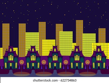 Night City Vector Illustration Dark Urban Stock Vector Royalty Free