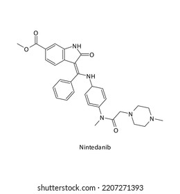 Nintedanib Molecule Flat Skeletal Structure Tyrosine Stock Vector