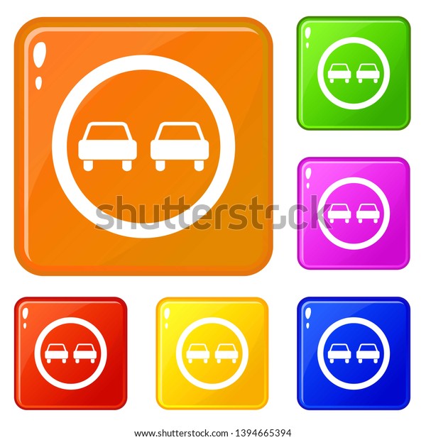 No Overtaking Road Traffic Sign Icons