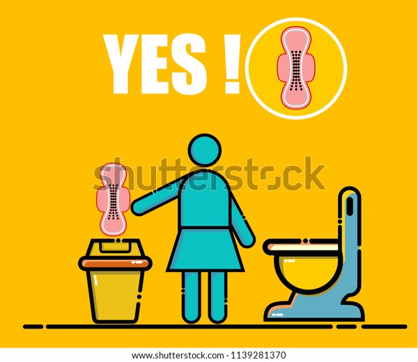 No Sanitary Pad Down Toilet Stock Vector Royalty Free