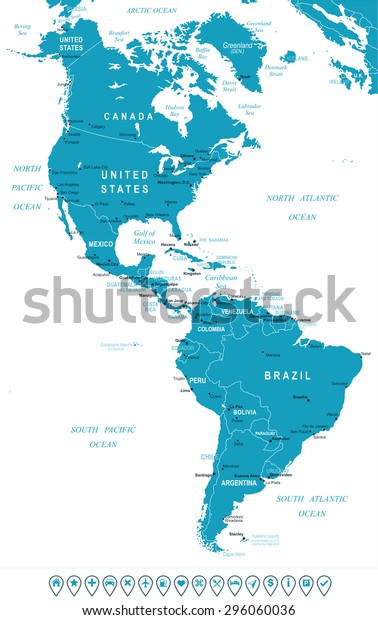 Mapa De Am Rica Del Norte Y Del Sur Ilustraci N Vectorial Altamente