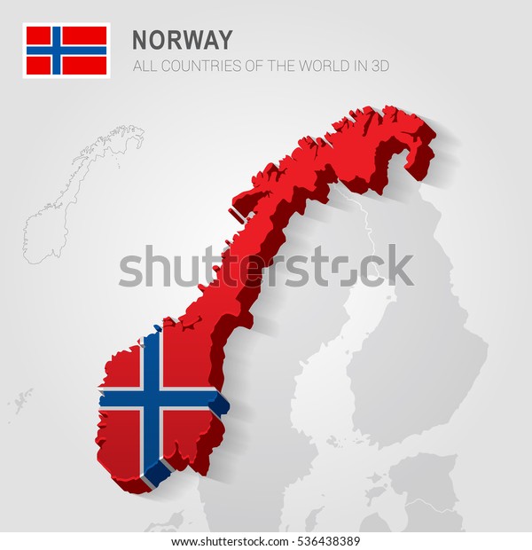 Norway Neighboring Countries Europe Administrative Map Stock Vector