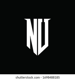 Nu Logo Monogram Emblem Shield Style Stock Vector Royalty Free