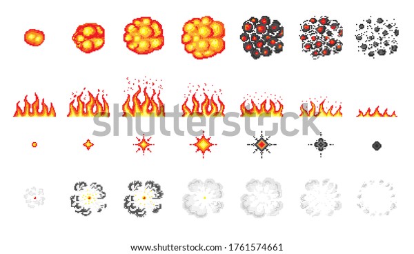 Nuclear Explosion Pixel Art 8 Bit Stock Vector Royalty Free