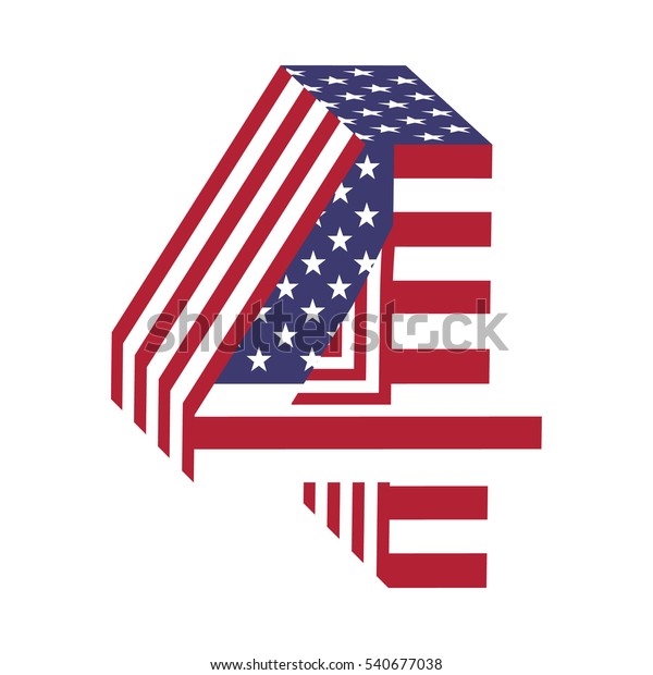 Number Letter D American Flag Stock Vector Royalty Free