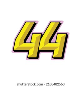 Number Vector Sports Racing Number 44 Stock Vector Royalty Free