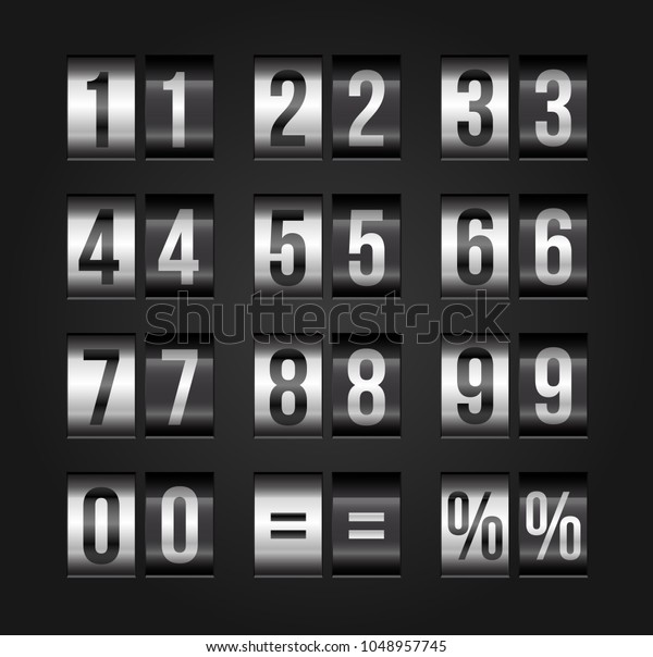 Numbers Mechanical Timetable Style Scoreboard Information Arkivvektor