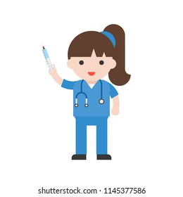 Nurse Holding Syringe Cute Character Healthcare Stock Vector Royalty