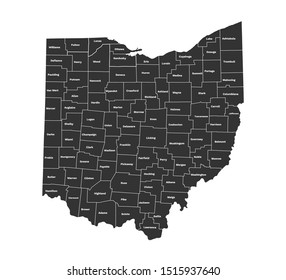 Ohio State Map Ohio Counties Map Stock Vector Royalty Free