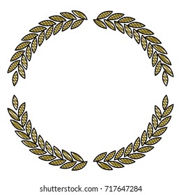 Olive Branches Forming Circle Colored Crayon Stock Vector Royalty Free