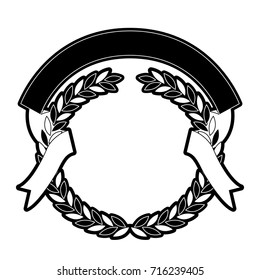 Olive Branches Ribbon Interlace Monochrome Silhouette Stock Vector