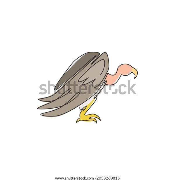 One Continuous Line Drawing Scary Vulture Stock Vector Royalty Free