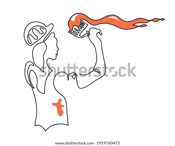 One Line Drawing Woman Painter Paintbrush Stock Vector Royalty Free