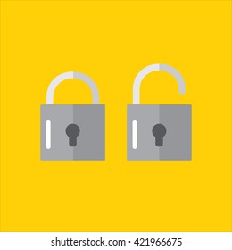 Open Closed Lock Flat Style Icons Stock Vector Royalty Free