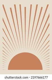 Orange Sun Print Boho Minimalist Printable Stock Vector Royalty Free