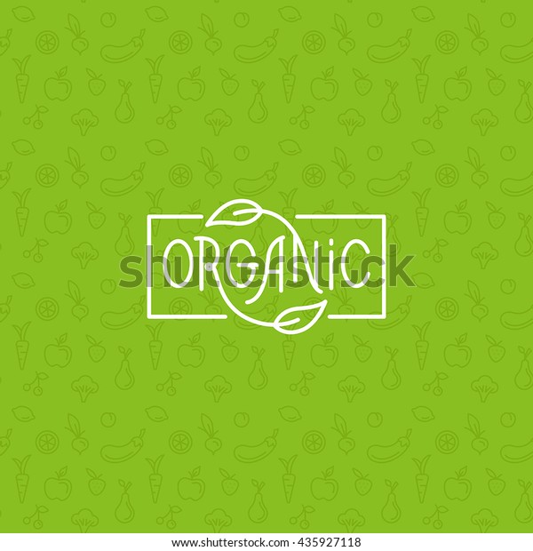 Organic Food Motivational Poster Banner Handlettering Stock Vector