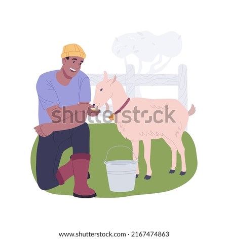 Organic livestock feed isolated cartoon vector illustrations. Farmer feeds livestock, modern agriculture, organic farming industry, countryside lifestyle, ranch activity vector cartoon.
