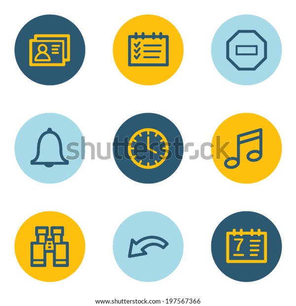 Organizer Web Icons Blue Yellow Circle Stock Vector Royalty Free