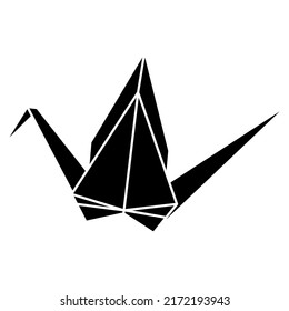 Origami Crane Vector Silhouette Illustration Icon Stock Vector Royalty