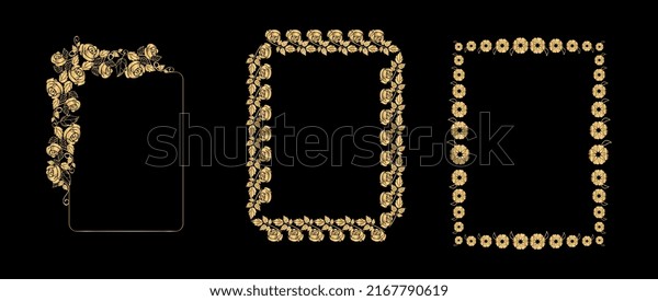 Ornate Gold Floral Frames Vector Illustration Stock Vector Royalty