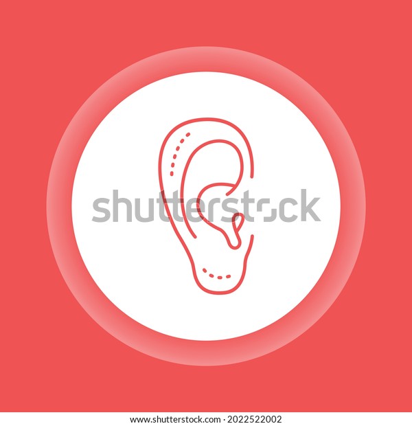 Otoplasty Color Button Icon Ear Shape Stock Vector Royalty Free