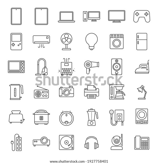 Outline Home Appliances Icon Set Contains Stock Vector Royalty Free