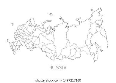 Outline Vector Illustration Map Russia Regions Stock Vector Royalty Free