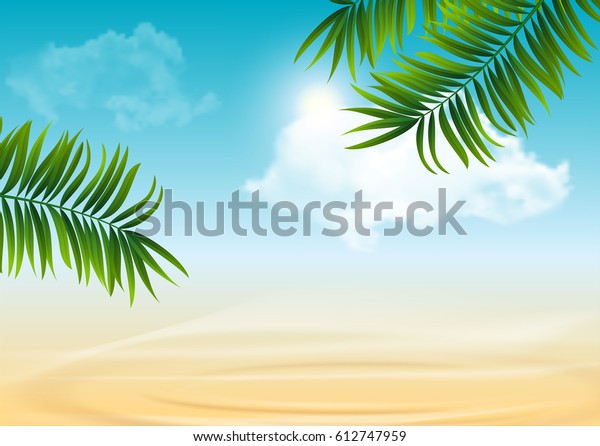 Palm Tropical Summer Vector Beach Background Stock Vector Royalty Free