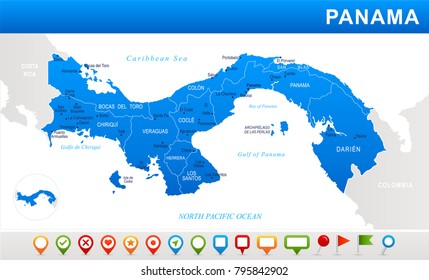 Panama Map Highly Detailed Vector Illustration Stock Vector Royalty