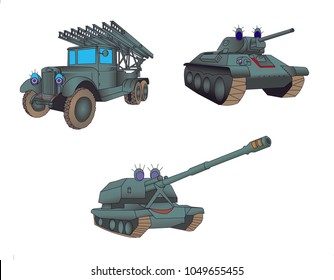 Cartoon Gray Military Army Large Tank Stock Vector Royalty Free