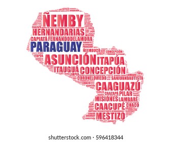 Paraguay Map Silhouette Vector Tag Cloud Stock Vector Royalty Free