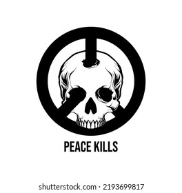 Peace Kills Skull Peace Icon War Stock Vector Royalty Free 2193699817