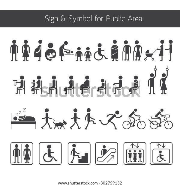 People Pictogram Signs Symbols Public Area Stock Vector Royalty Free