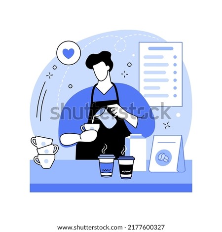 Perfect cappuccino isolated cartoon vector illustrations. Young barista making cappuccino in the coffee shop, people lifestyle, eating out in restaurant, barkeeper job vector cartoon.