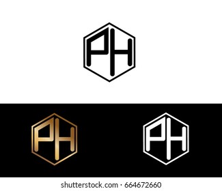 Hq Initial Letters Linked Hexagon Shape Stock Vector Royalty Free