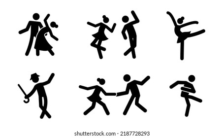 Pictogram Dancer Stick Figure Icon Set Stock Vector Royalty Free