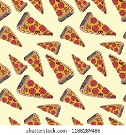 Piece Delicious Pizza Seamless Texture Vector De Stock Libre De