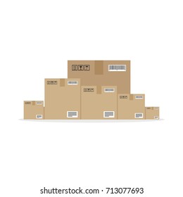 Pile Stacked Sealed Goods Cardboard Boxes Stock Vector Royalty Free