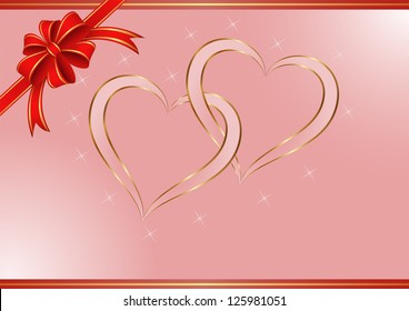 Pink Background Two Hearts Stock Vector Royalty Free 125981051