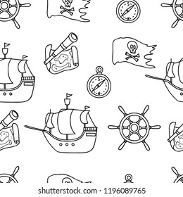 Pirates Pirates Seamless Doodle Vector Stock Vector Royalty Free