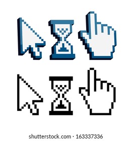 Pixel 3d Cursors Icons Hand Arrow Stock Vector Royalty Free 163337336