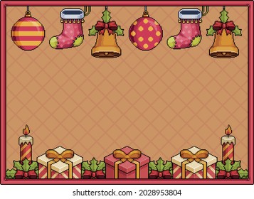 Pixel Art Christmas Background Banner Bit Stock Vector Royalty Free