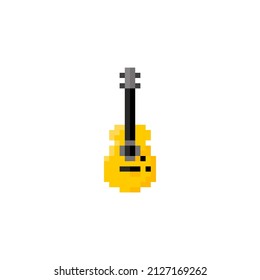 Pixel Art Guitar Musical Instrument Item Stock Vector Royalty Free