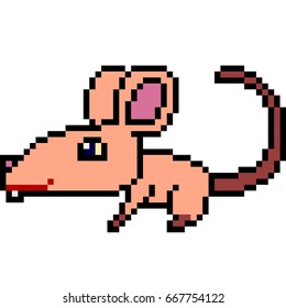 Pixel Art Rat Side Isolated Image Vectorielle De Stock Libre De Droits