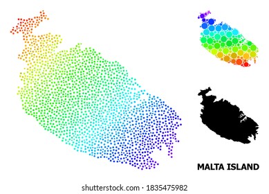 Pixel Spectral Monochrome Map Malta Island Stock Vector Royalty Free