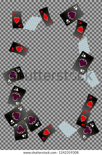 Playing Cards Falling On Transparent Background Stock Vector Royalty