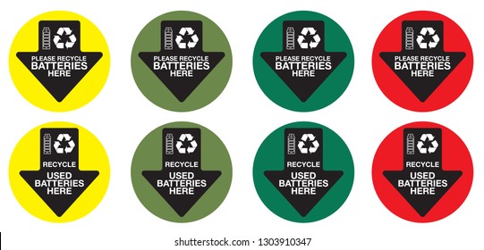 Please Recycle Batteries Sticker Label Vector Stock Vector Royalty